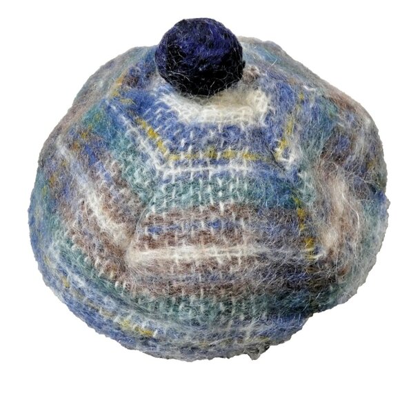 Highland Home Industries Mohair & Wool Beret Unisex Cap Gray Blue Scottish Hat - Picture 6 of 9